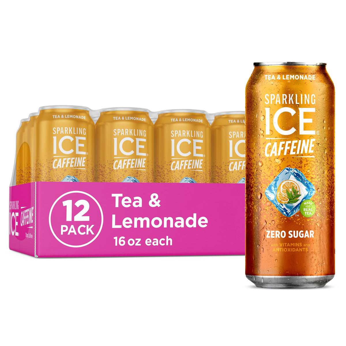 Sparkling Ice Caffeine Cherry Vanilla Sparkling Water with Caffeine, Zero Sugar, with Antioxidants and Vitamins,16 fl oz Cans (Pack Of 12)