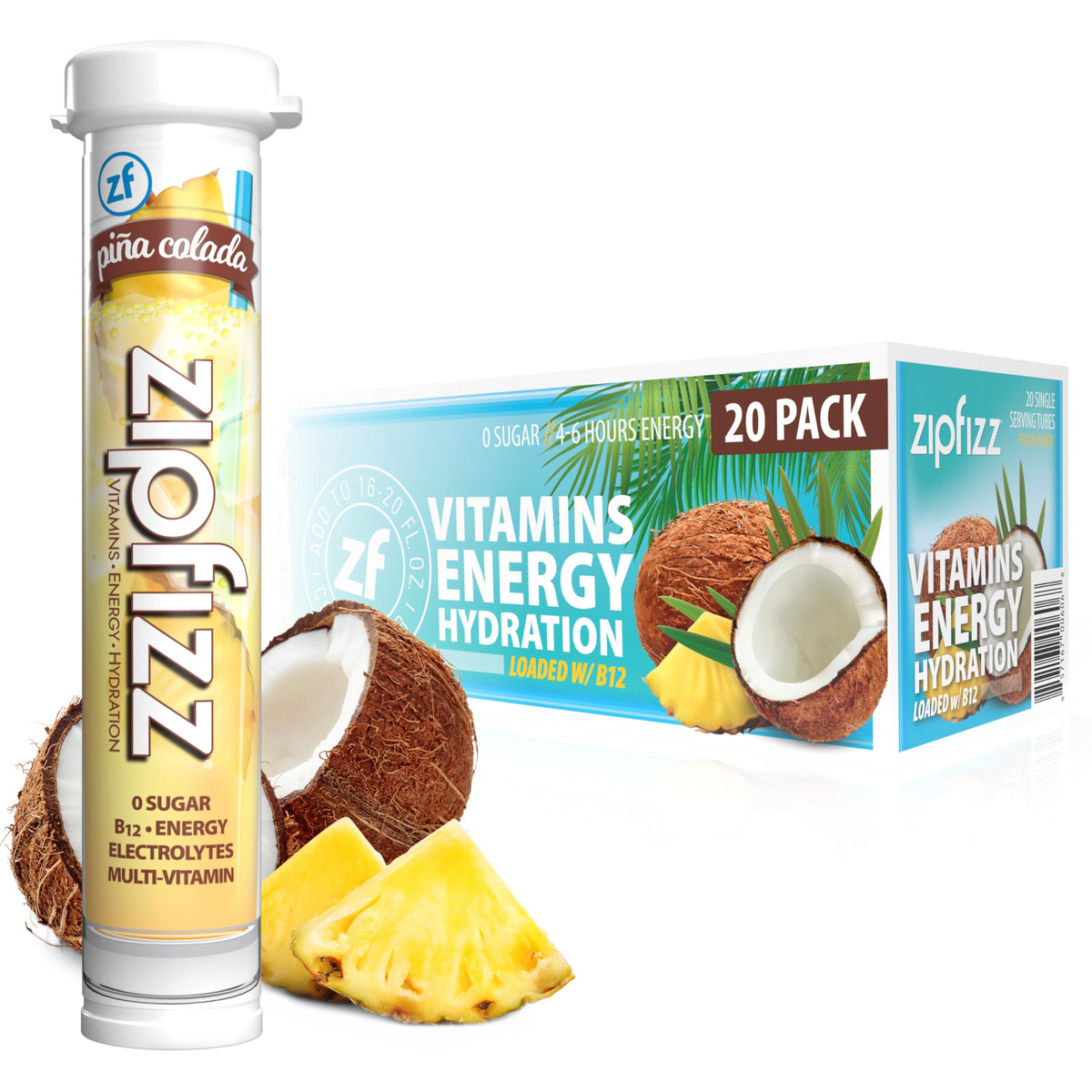 Zipfizz Energy Drink Powder, 20 Pack Electrolyte Mix with B12 - Grape