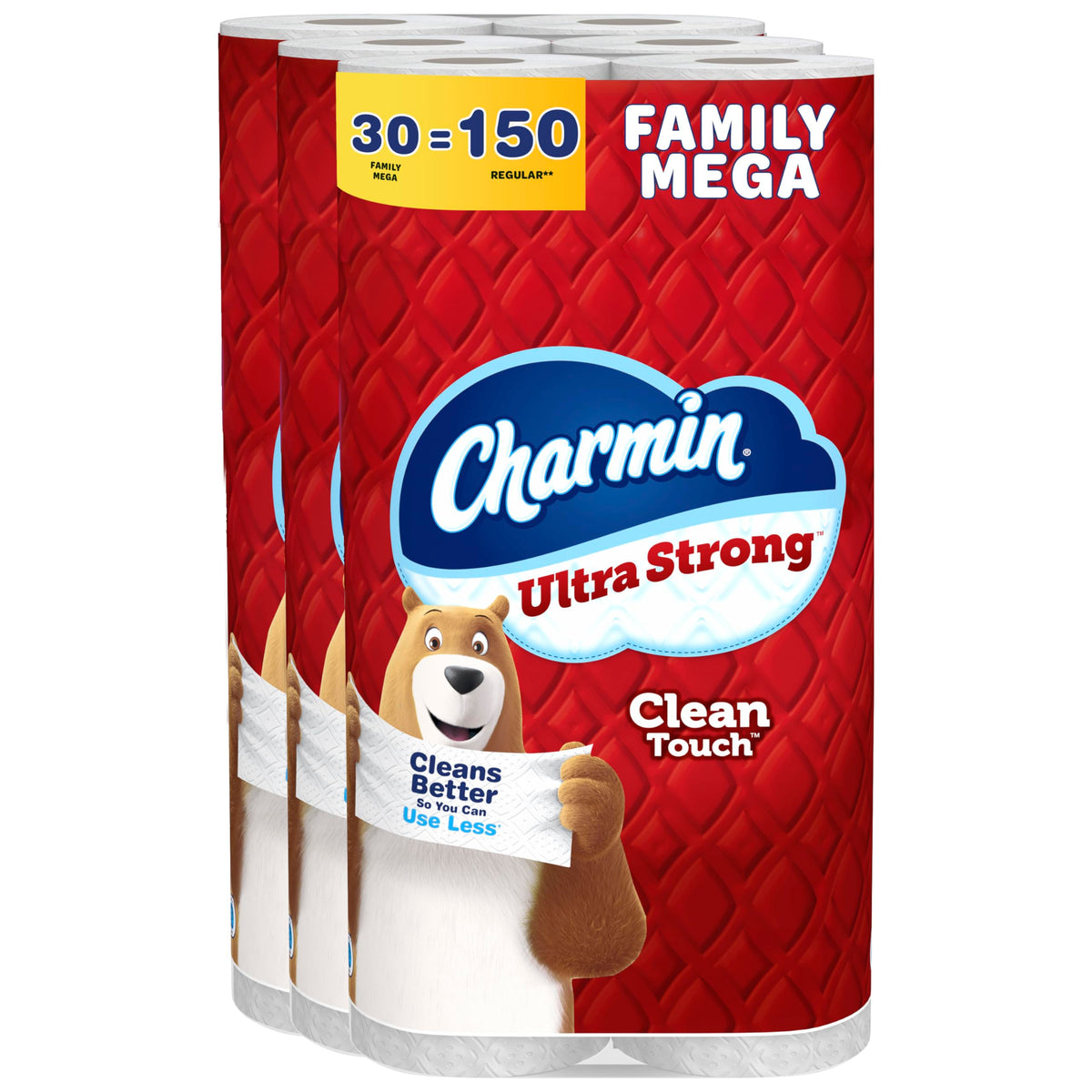 Charmin Ultra Strong Clean Touch Toilet Paper, 24 Family Mega Rolls = 120 Regular Rolls