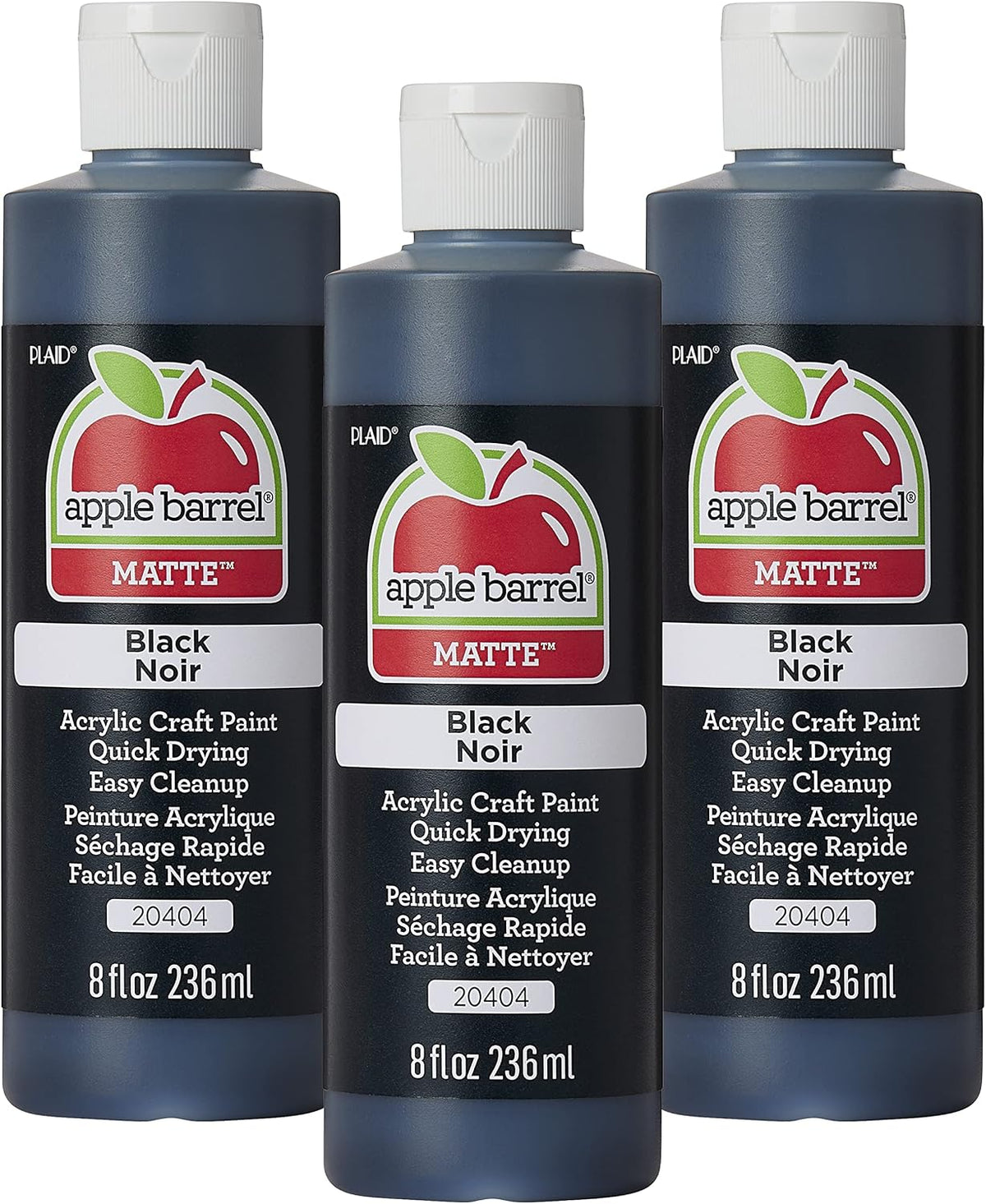 Apple Barrel Acrylic Paint, Black (Pack of 3) 8 oz, 20404EA- (Pack of 3)