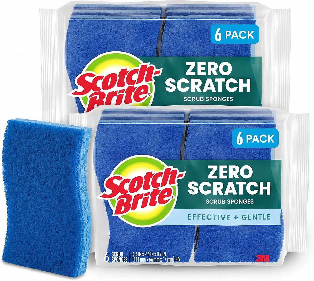 Scotch-Brite Zero Scratch Scrub Sponge, 6 Pack
