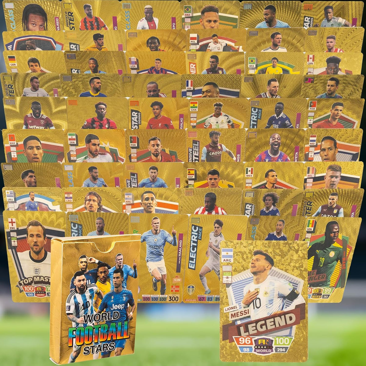 2026 Soccer Trading Cards | 55 Unique Collectible Cards per Box | Premium Paper, for Soccer Fans of All Ages, Ideal for Collecting & Trading (Non-Original) (Golden)