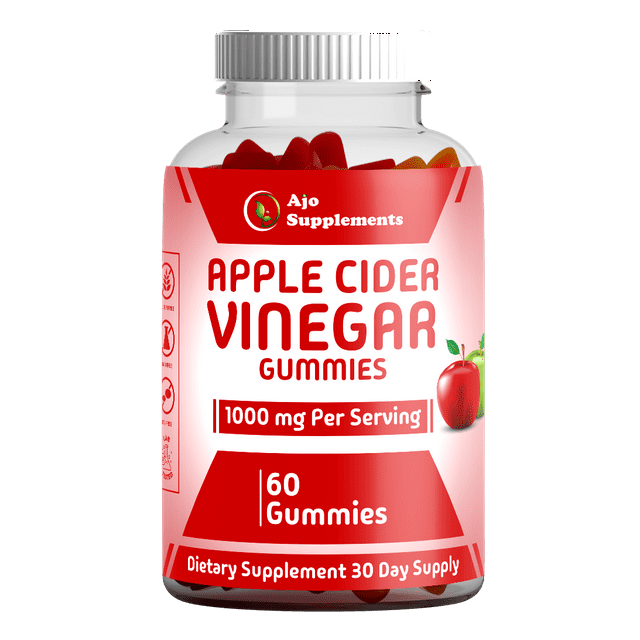 Apple Cider Vinegar Gummies with Vitamin B12 – Non-GMO, Gluten-Free, Delicious ACV Gummies for Energy Boost & Health Benefits, 60ct.