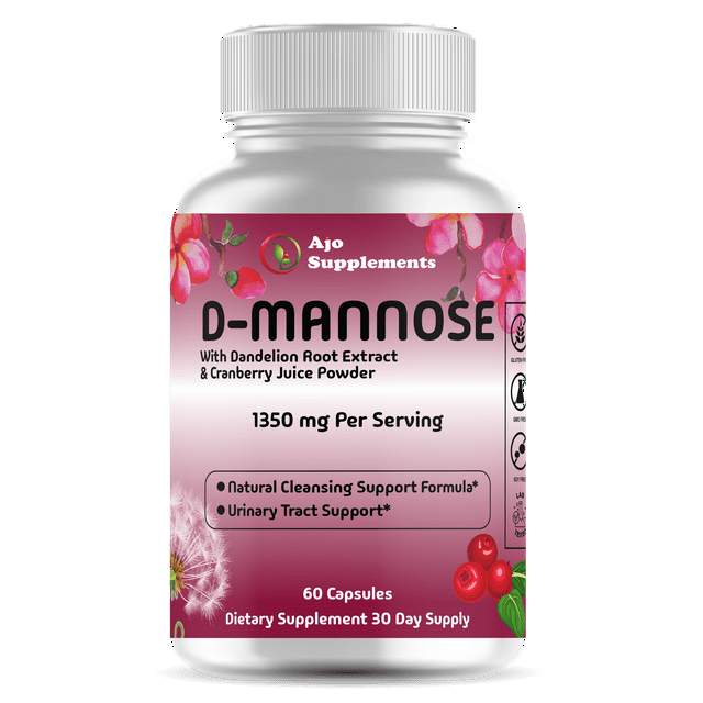 D Mannose with Dandelion Root & Cranberry Powder - Liver, Kidney & Urinary Tract Health, 60ct for Women