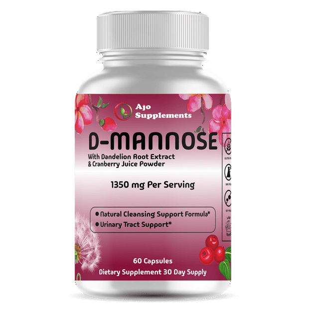 D Mannose with Dandelion Root & Cranberry Powder - Liver, Kidney & Urinary Tract Health, 60ct for Women