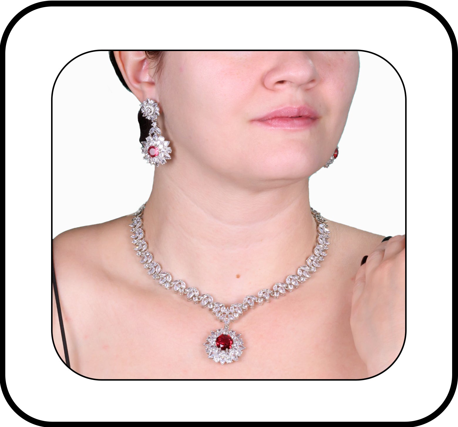 Gemstones Jewelry Sets for Women - Gold & Rhodium Plated Necklace & Dangle Earring Sets - Wedding Jewelry Sets for Brides Bridesmaid - Unique Gifts for Daughter, Girlfriend & Wife