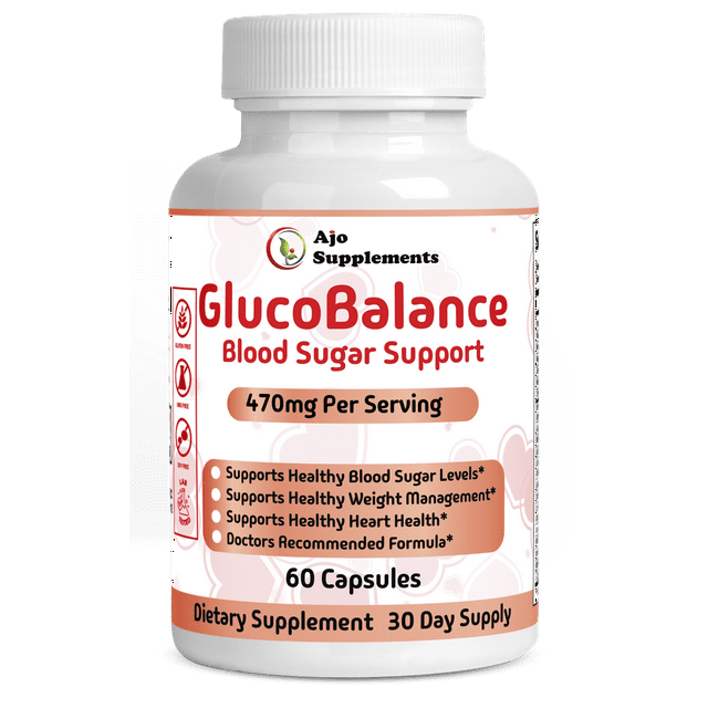 GlucoBalance Blood Sugar Support Supplement - Advanced Formula with Cinnamon, Bitter Melon & More - 60ct for Energy, Focus & Mood