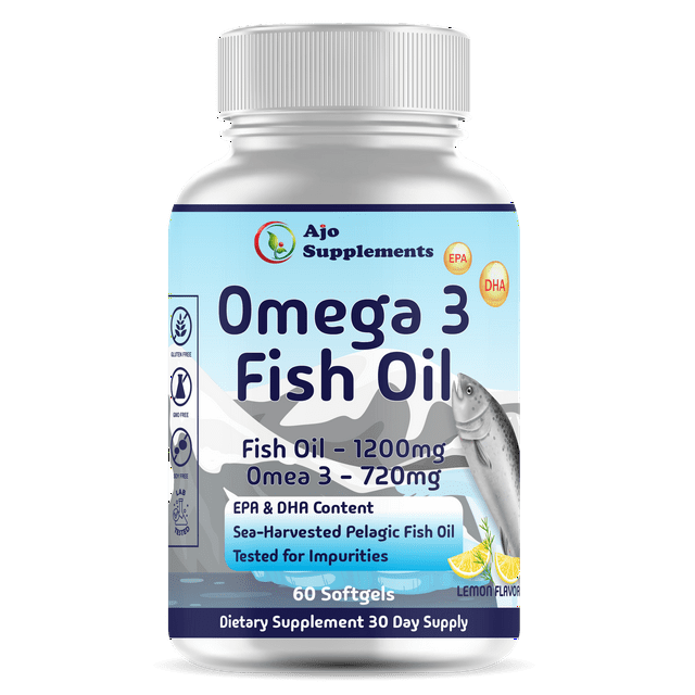 Omega 3 Fish Oil 2600mg - High Potency Softgels with EPA & DHA - Burpless Formula for Heart, Brain, & Joint Health - 60 Count