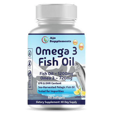 Omega 3 Fish Oil 2600mg - High Potency Softgels with EPA & DHA - Burpless Formula for Heart, Brain, & Joint Health - 60 Count