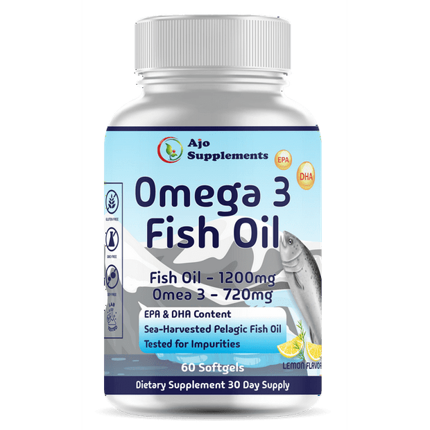 Omega 3 Fish Oil 2600mg - High Potency Softgels with EPA & DHA - Burpless Formula for Heart, Brain, & Joint Health - 60 Count
