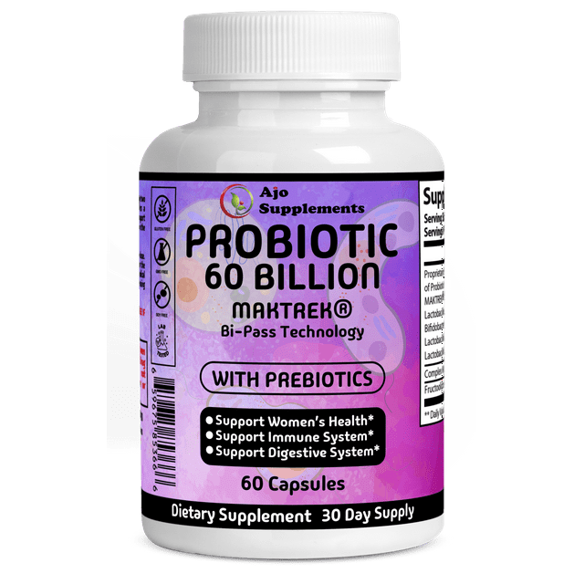 Probiotics 60 Billion CFU + Prebiotics - Digestive, Immune & Gut Health Supplement for Men & Women - 60 Capsules