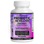 Probiotics 60 Billion CFU + Prebiotics - Digestive, Immune & Gut Health Supplement for Men & Women - 60 Capsules