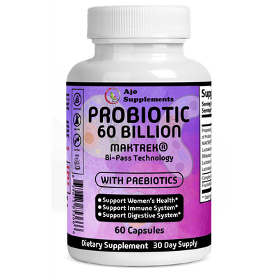 Probiotics 60 Billion CFU + Prebiotics - Digestive, Immune & Gut Health Supplement for Men & Women - 60 Capsules