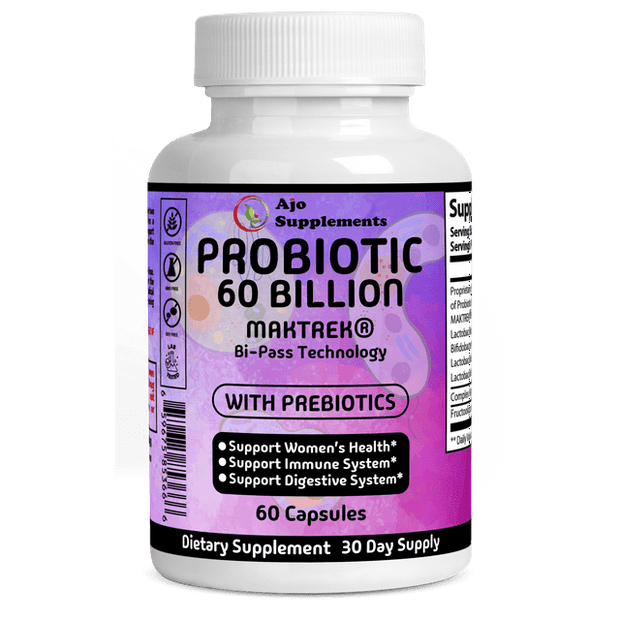 Probiotics 60 Billion CFU + Prebiotics - Digestive, Immune & Gut Health Supplement for Men & Women - 60 Capsules