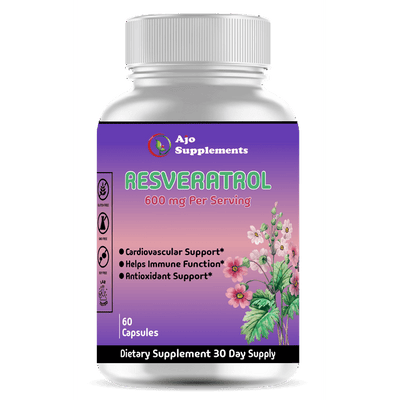 Resveratrol 600mg Supplement - Supports Anti-Aging, Heart, Joint & Brain Health, Antioxidant, Immune System Support, 60ct
