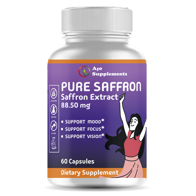 Saffron Extract Capsules 88.50mg - Natural Appetite Suppressant for Weight Loss, Mood, Focus & Vision Support - 60ct