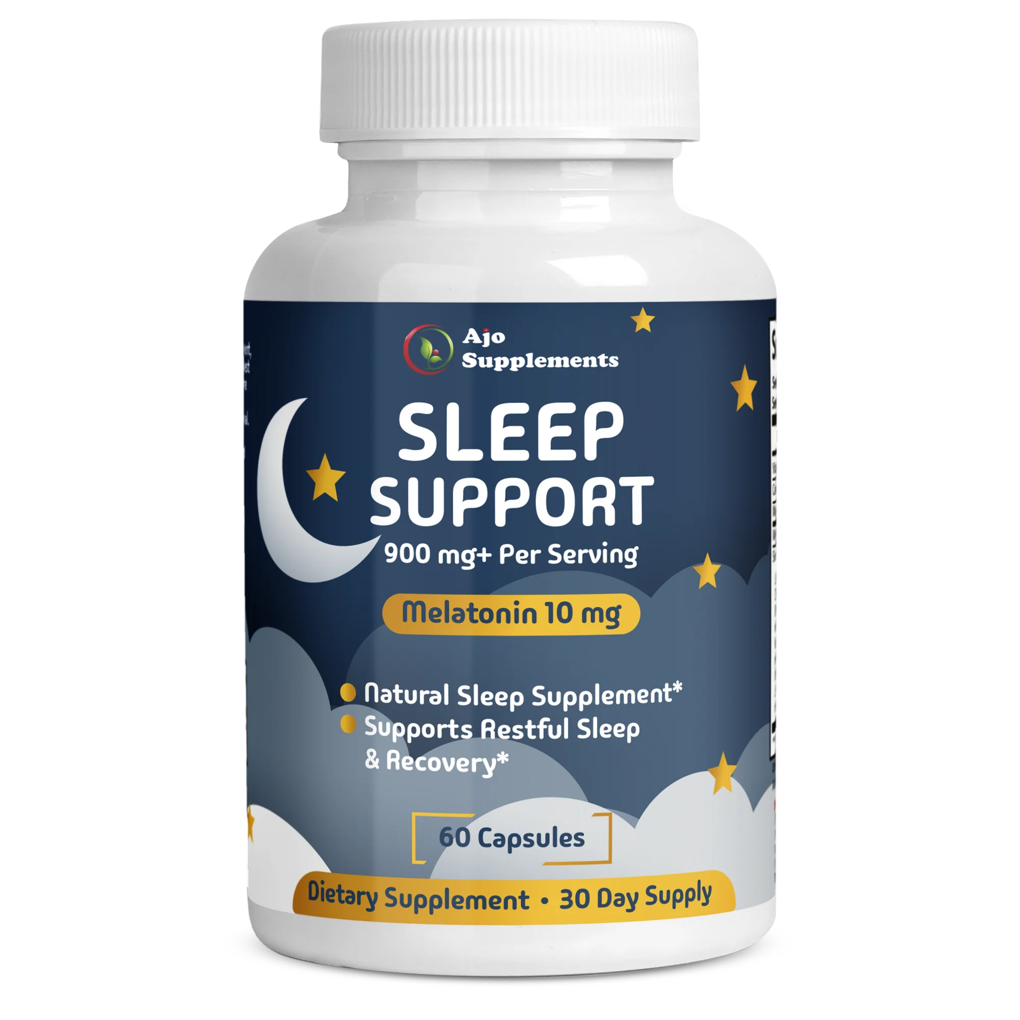 Sleep Supplement with Melatonin 10mg – Natural Aid for Deeper, Longer Sleep, 60 Capsules, Non-GMO, No Additives, Safe & Effective Sleep Support.