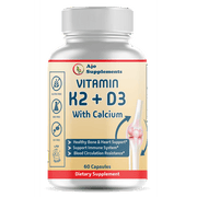Vitamin K2+D3 5000 IU - Bone & Heart Health with Calcium, 60ct - 2-in-1 Vitamin D & K Complex for Strong Bones, Heart Support, and Overall Wellness