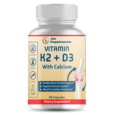 Vitamin K2+D3 5000 IU - Bone & Heart Health with Calcium, 60ct - 2-in-1 Vitamin D & K Complex for Strong Bones, Heart Support, and Overall Wellness