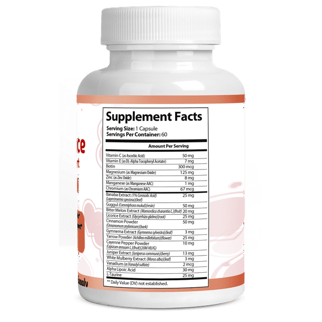 GlucoBalance Blood Sugar Support Supplement - Advanced Formula with Cinnamon, Bitter Melon & More - 60ct for Energy, Focus & Mood