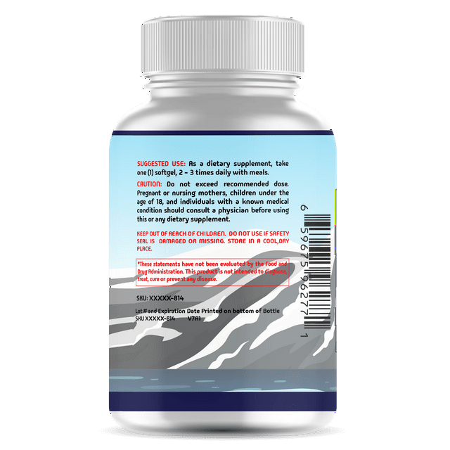 Omega 3 Fish Oil 2600mg - High Potency Softgels with EPA & DHA - Burpless Formula for Heart, Brain, & Joint Health - 60 Count